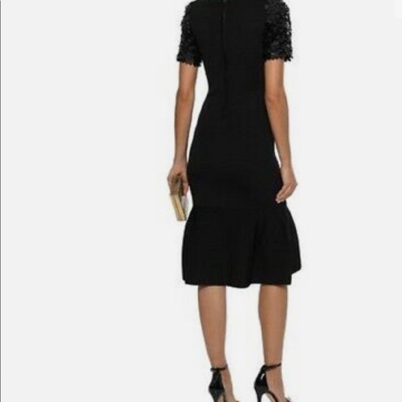 SACHIN & BABI Misha Sequin Dress Black Knit Ruffle Fit and Flare Sz L excellent - Picture 2 of 5